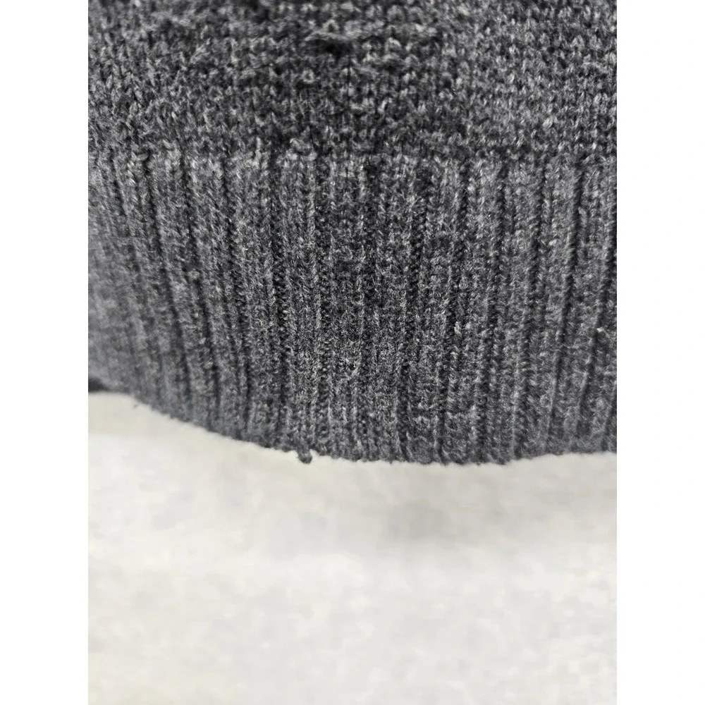 Marled Reunited Clothing Gray Cable Knit Full Zip Sweater Mock Neck XL Unisex